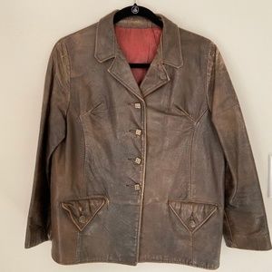Vintage Brown Heavy Weight Leather Jacket SZ S